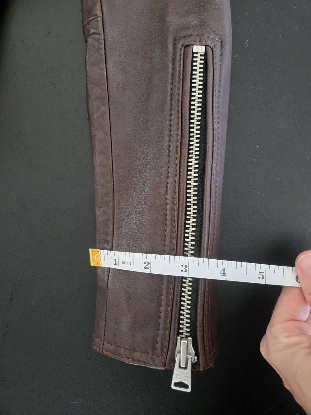 AllSaints Bryden Leather Biker Jacket US 2 UK 6 Brown Quilted Lambskin - Picture 13 of 13